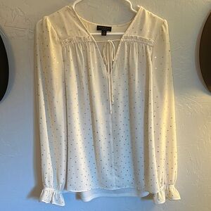Anthropologie Current AirCream Long Sleeve Tie Front Blouse